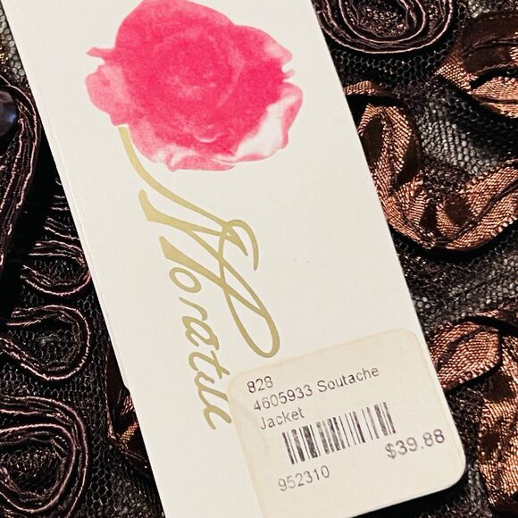 *New* Moratile Brown Wearable Art Sheer Soutache Jacket - Size Large / XL - Picture 8 of 8